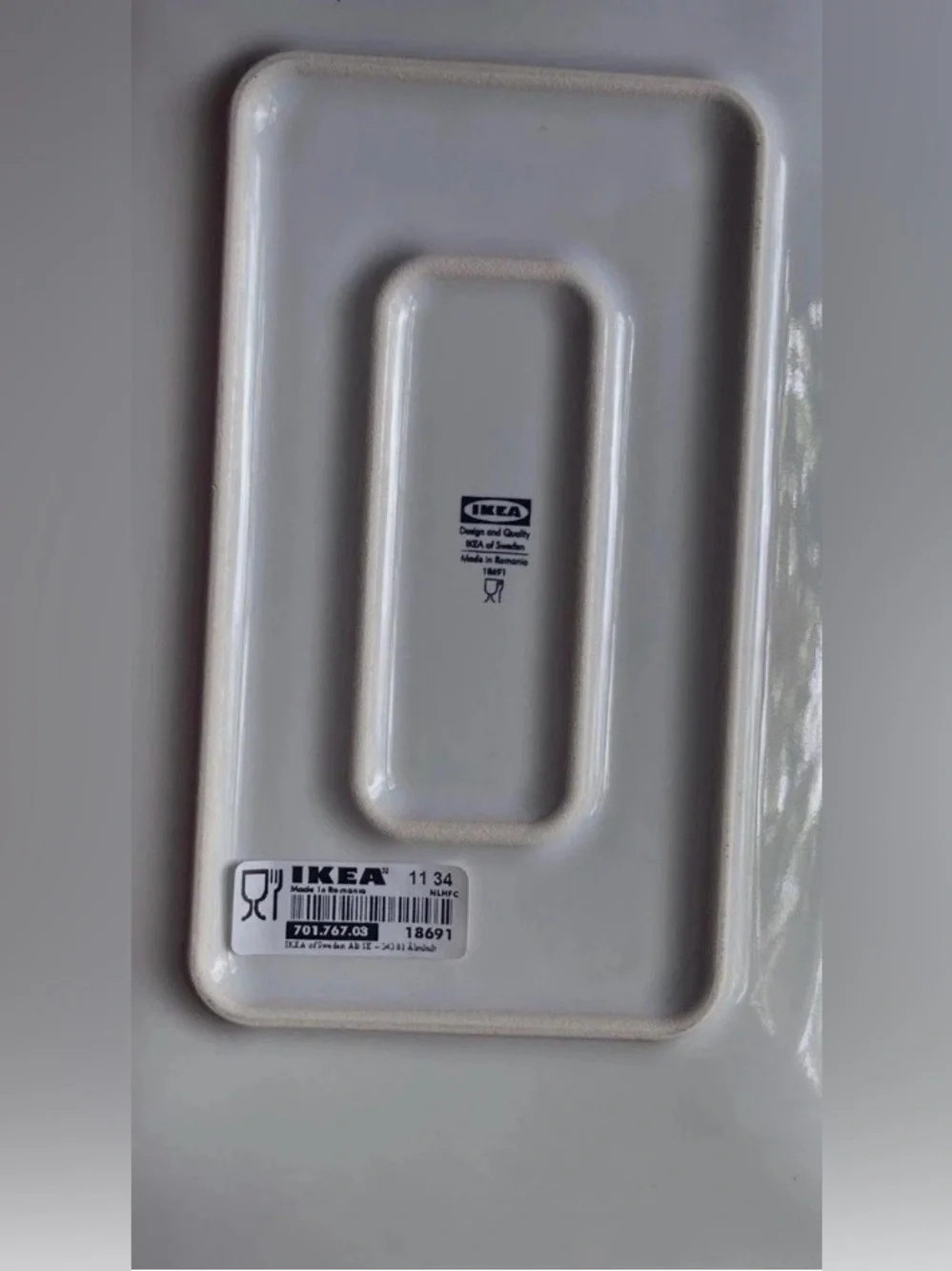IKEA Modern White Ceramic Serving Plates & Wave Bowls 6 Pc Set New